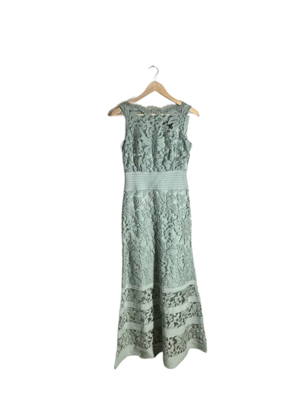 Tadashi Shoji Ariana Gown Womens 4 Petite Floral Lace Formal Wedding Guest Jade - Picture 2 of 7